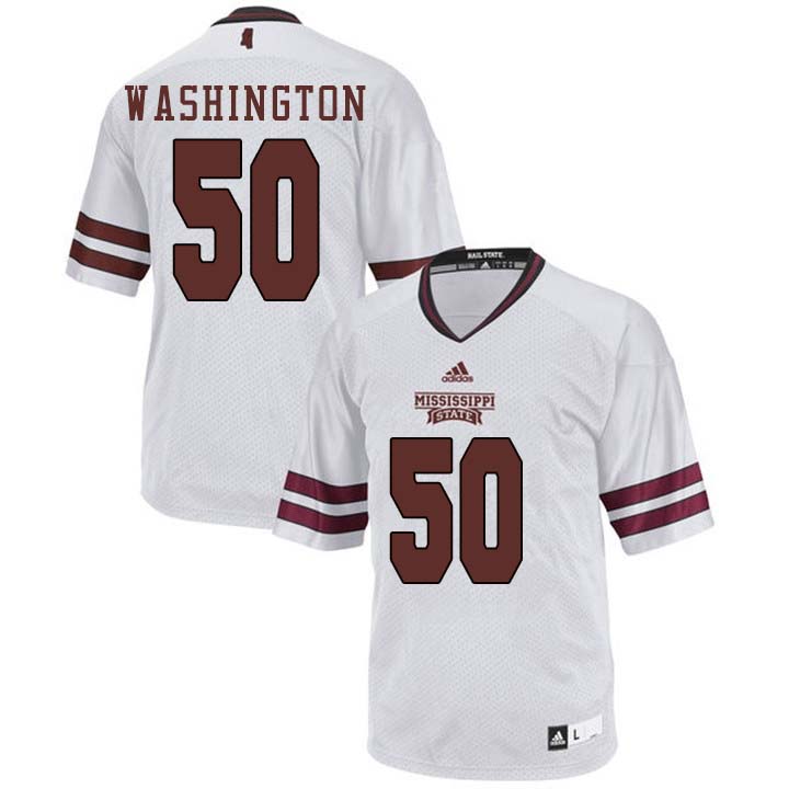 Men #50 Tim Washington Mississippi State Bulldogs College Football Jerseys Sale-White